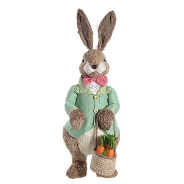 75Cm Ralph Rustic Male Bunny In Sage Green Jacket - Easter - Windyridge Garden Centre