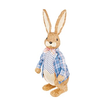 Jack Rustic Male Rabbit In Blue Tartan Jacket (80Cm) - Easter - Windyridge Garden Centre