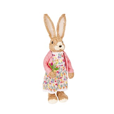 Grace Rustic Female Rabbit With Floral Dress (80Cm) - Easter - Windyridge Garden Centre