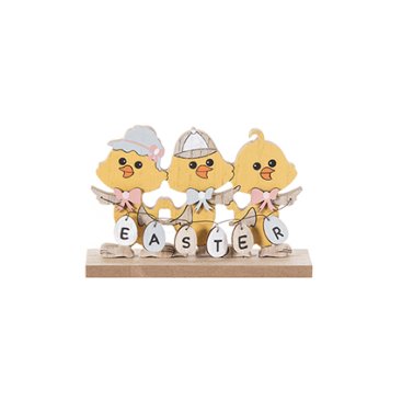 15Cm 3 Chicks Wooden Decoration - Easter - Windyridge Garden Centre