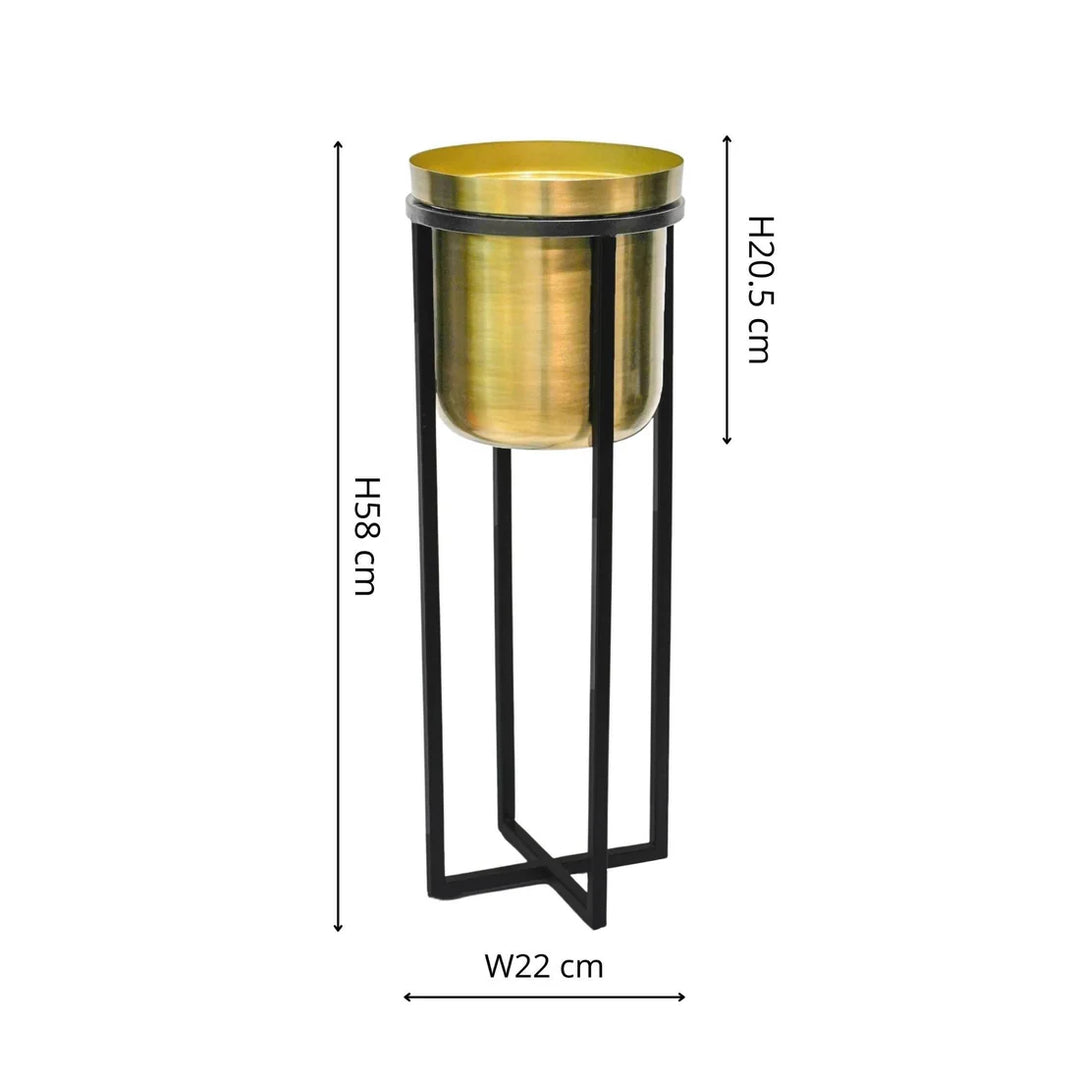 Calla Planter Stand Black/Antique Gold H58cm Ø22cm