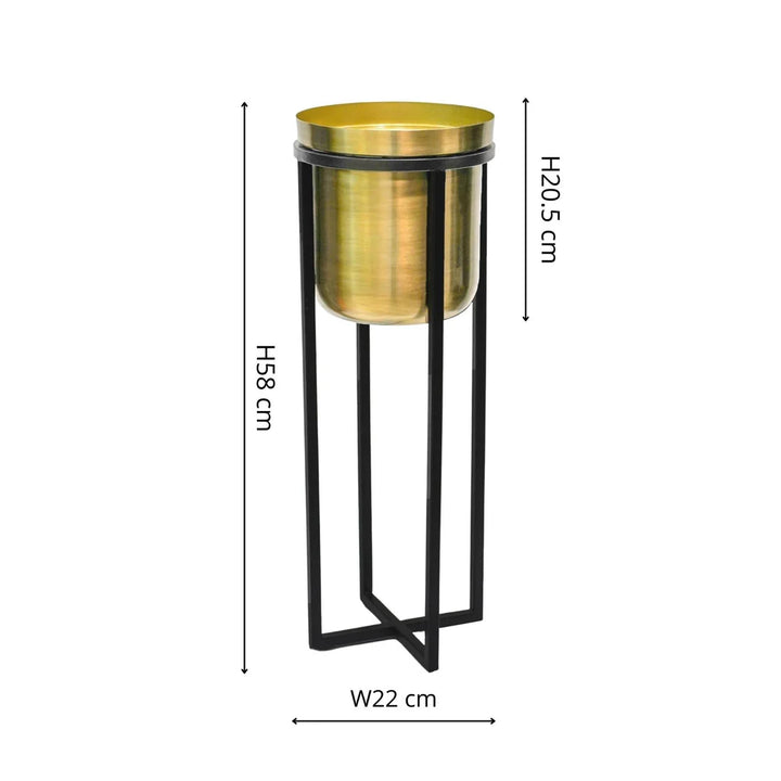 Calla Planter Stand Black/Antique Gold H58cm Ø22cm
