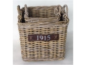 LOG BASKET RATTAN GREY WITH WHEELS 50X50H45CM