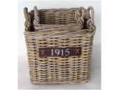 LOG BASKET RATTAN GREY WITH WHEELS Ø50 X 50cm H45CM