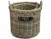 Log Basket Rattan Grey With Wheels d50h42cm
