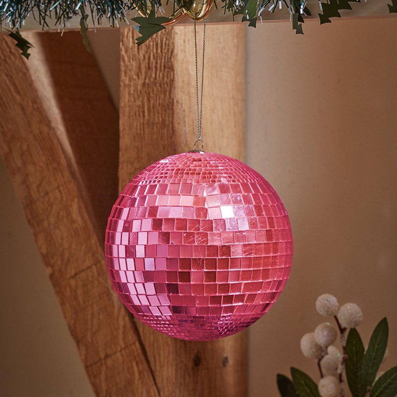 Disco Bauble, Pink - 12cm