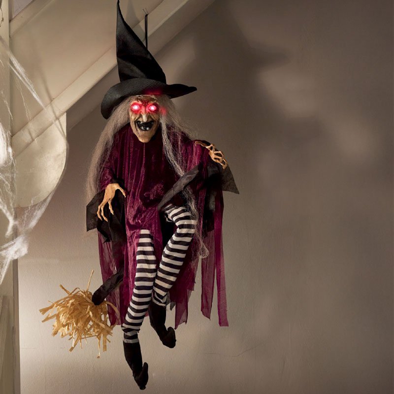 Animated Cackling BroomWitch, 90cm