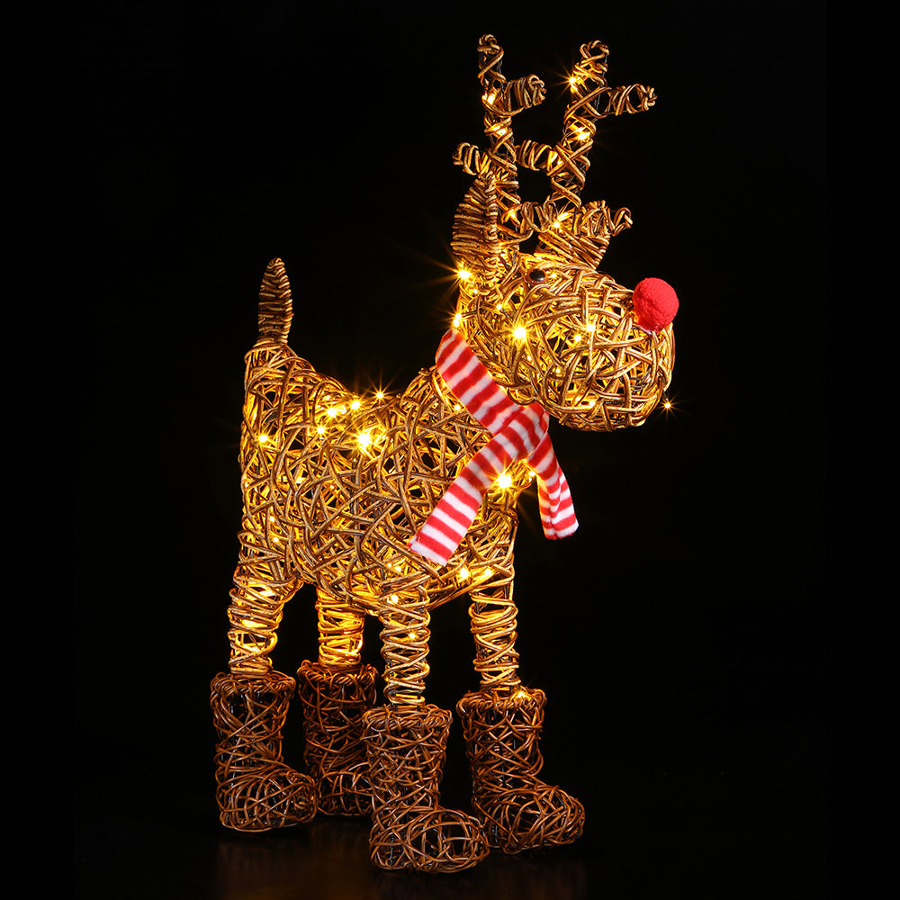 75CM LARGE BROWN WICKER RUDOLPH WITH 120 LEDS