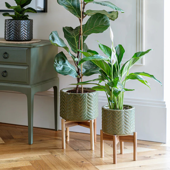 Aspen Chevron Olive Planter H40cm Ø28cm