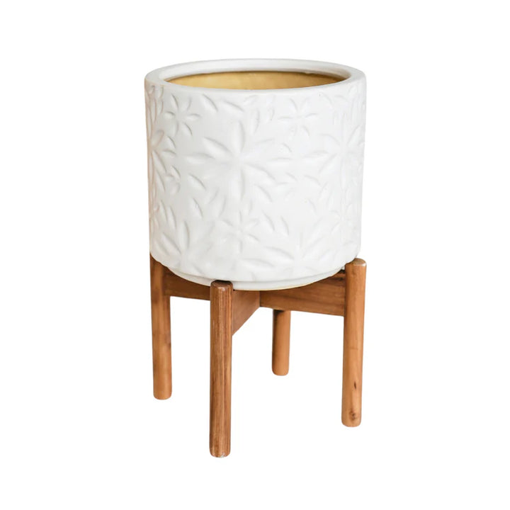 Aspen Flower White Planter H40cm Ø28cm