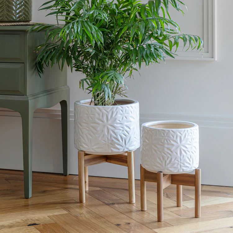 Aspen Flower White Planter H40cm Ø28cm