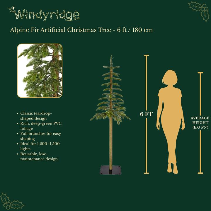 Alpine Fir Artificial Christmas Tree - 6 ft / 180 cm