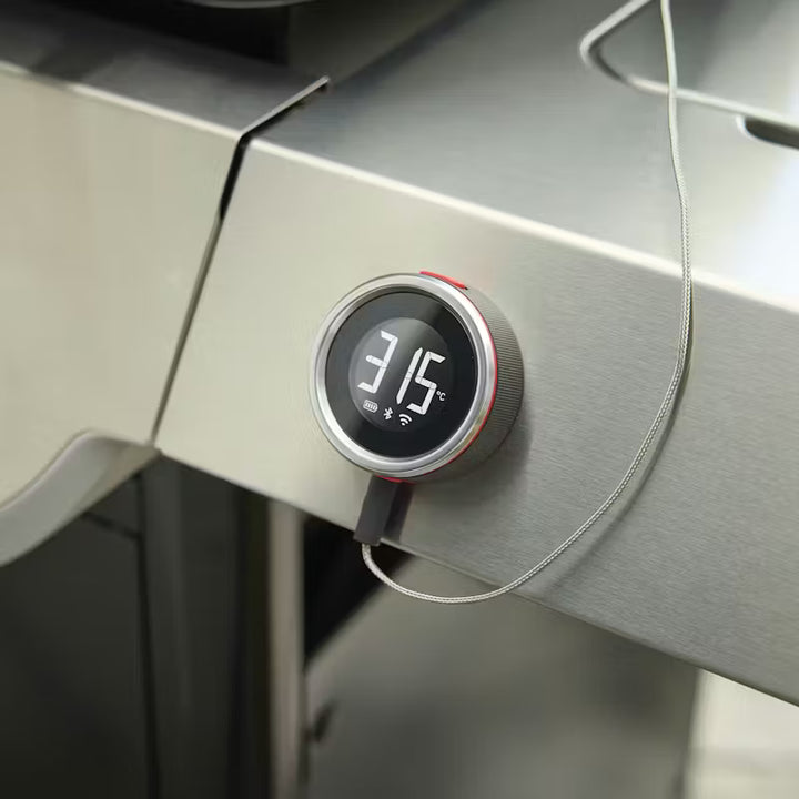 Weber Digital temperature controller on a metallic surface