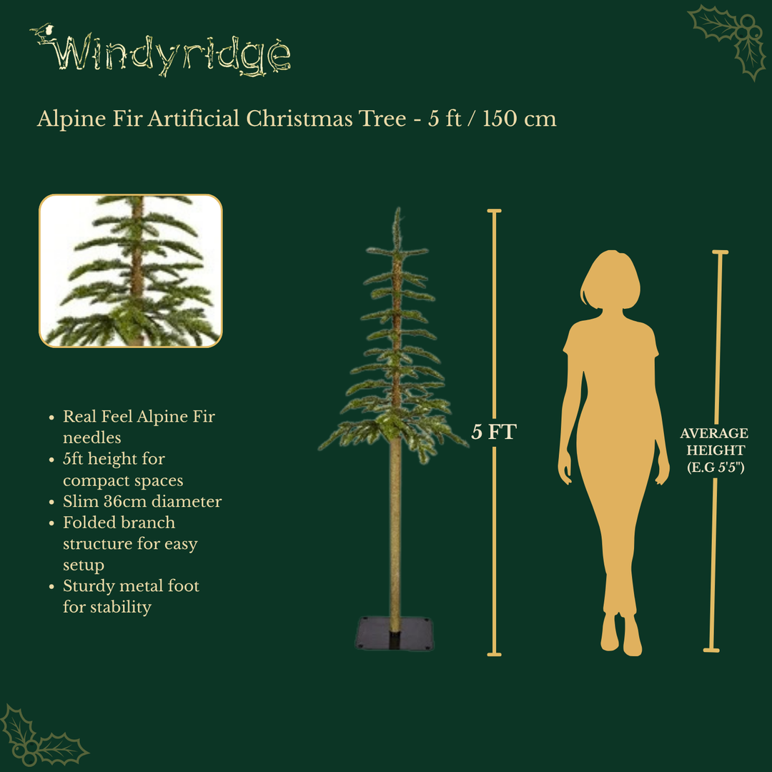 Alpine Fir Artificial Christmas Tree - 5 ft / 150 cm