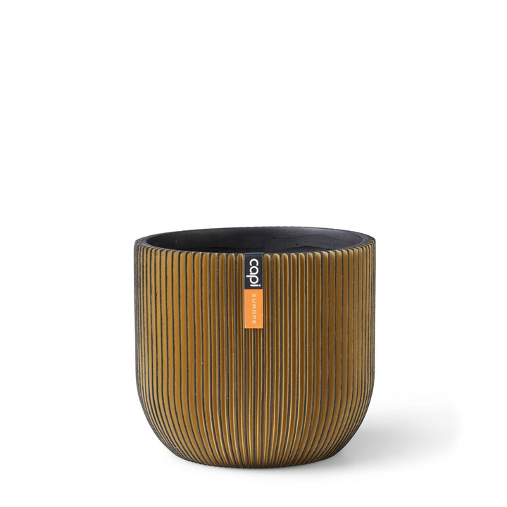 Capi Groove Ball Planter Black Gold