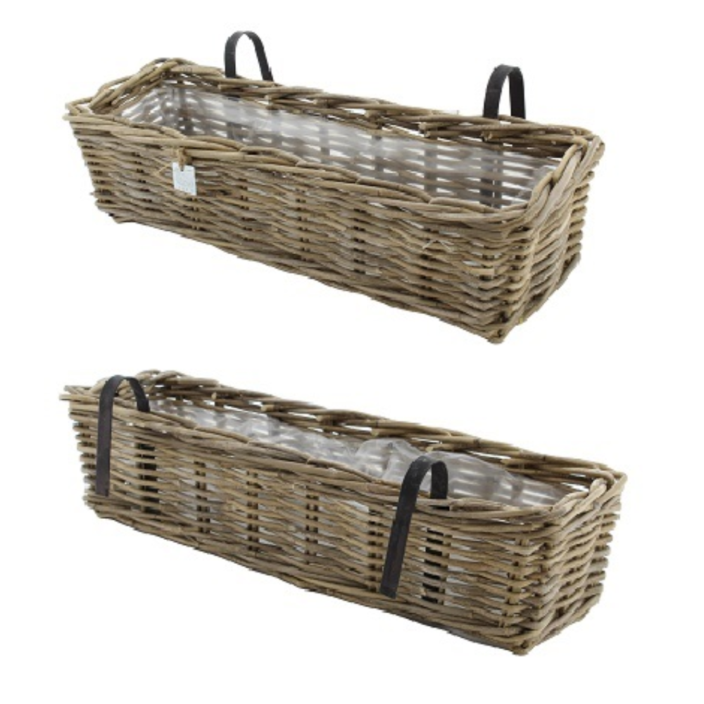 Balcony Basket Rattan Grey 60x21hx17cm - Pots - Windyridge Garden Centre