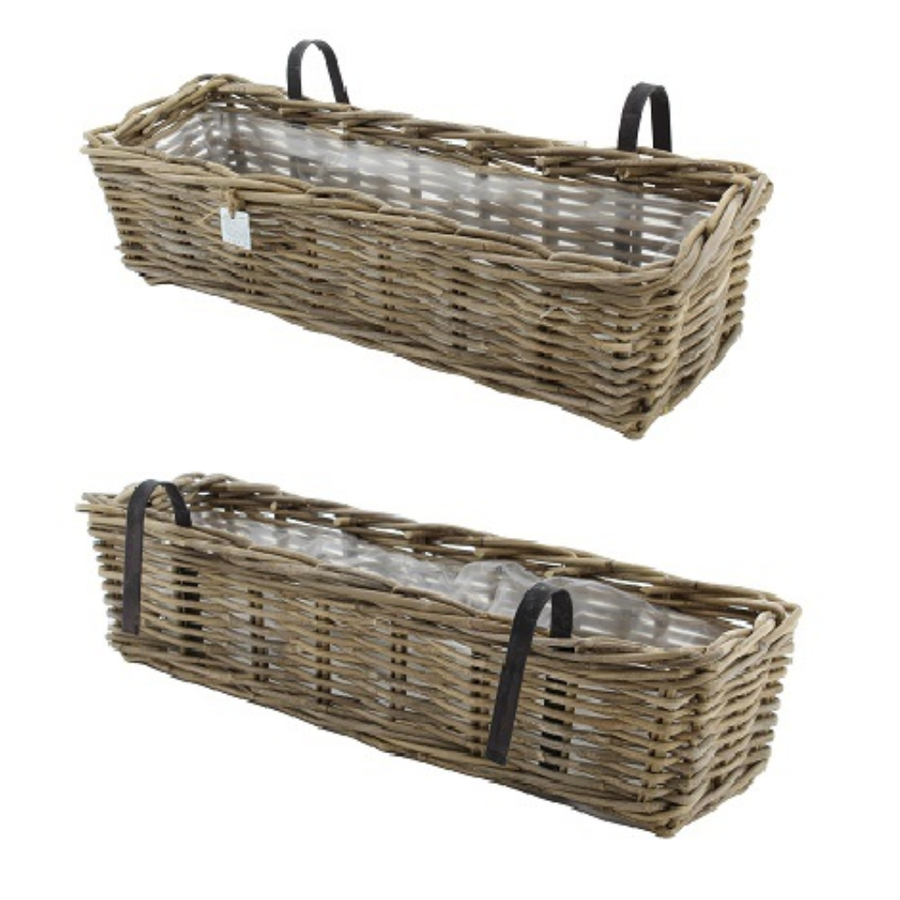 Balcony Basket Rattan Grey 60x21hx17cm - Pots - Windyridge Garden Centre