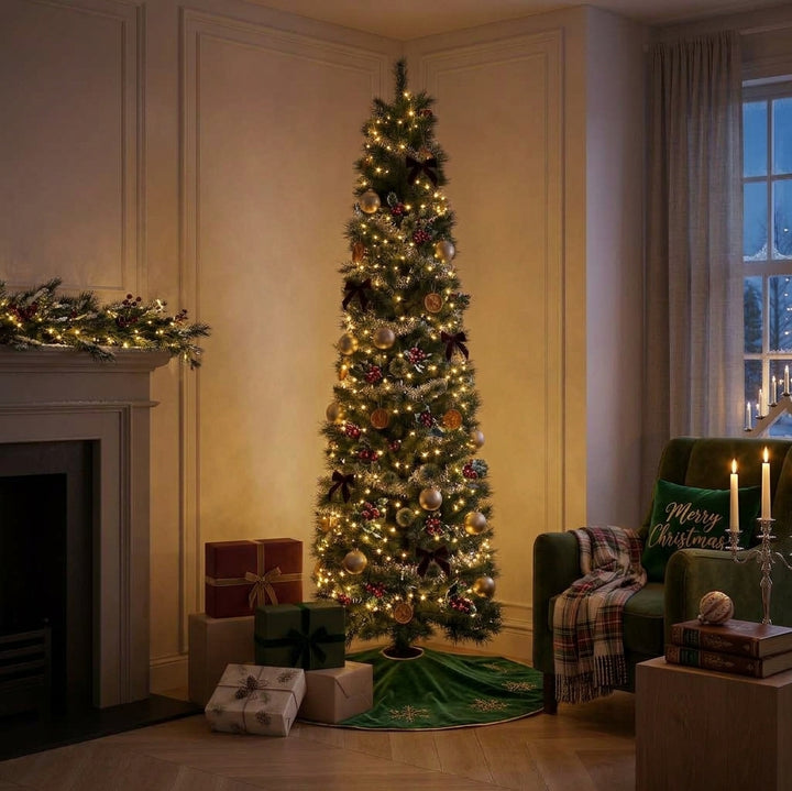 Brampton Pine Pre-Lit Artificial Christmas Tree with 250 Warm White LEDs (8 Functions) - 7.5 ft