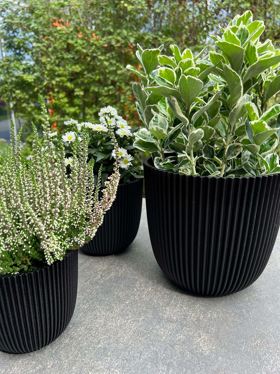 Planter Ball Groove Ø21.5 x 20cm textile black