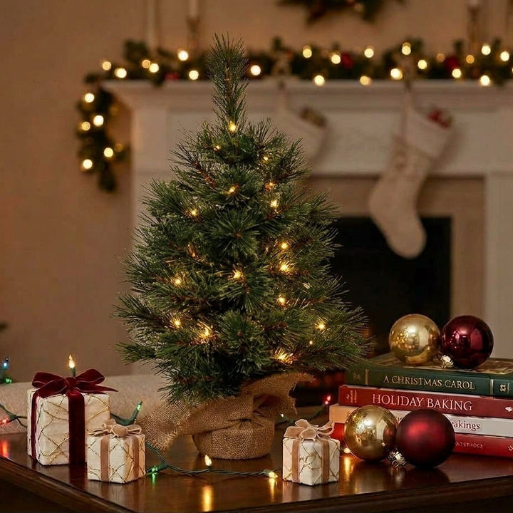 Cashmere Mini Indoor Artificial Christmas Tree - Green - W: 40 cm x H: 60 cm