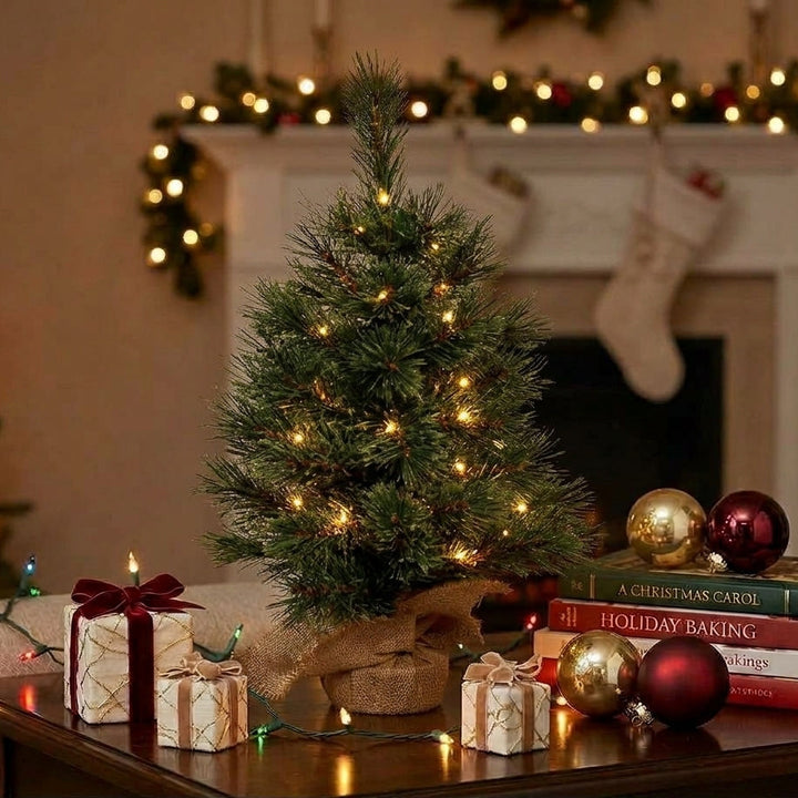 Cashmere Mini Indoor Artificial Christmas Tree - Green - W: 30 cm x H: 45 cm