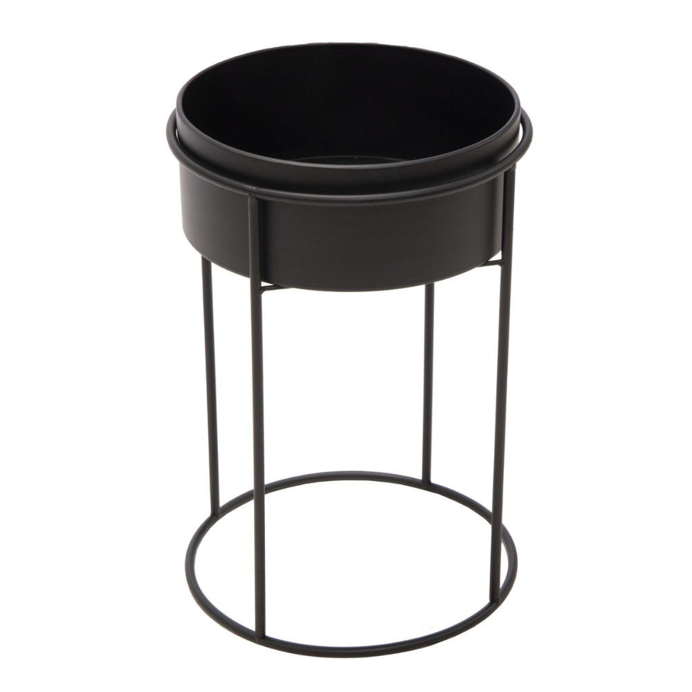 Eton High Round Planter Black Ø28H43 - Pots - Windyridge Garden Centre