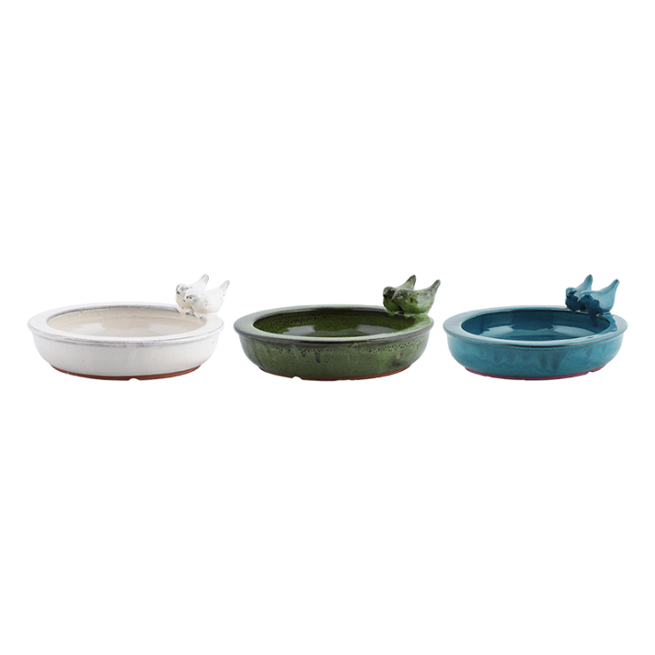 Bird bath ceramic oo  foot petrol S