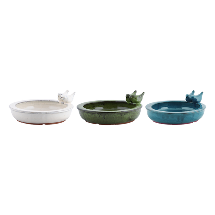 Bird bath ceramic oo  foot petrol S