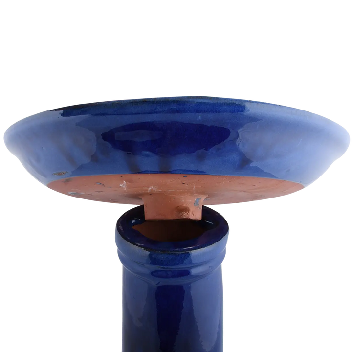 Bird bath ceramic on foot petrol