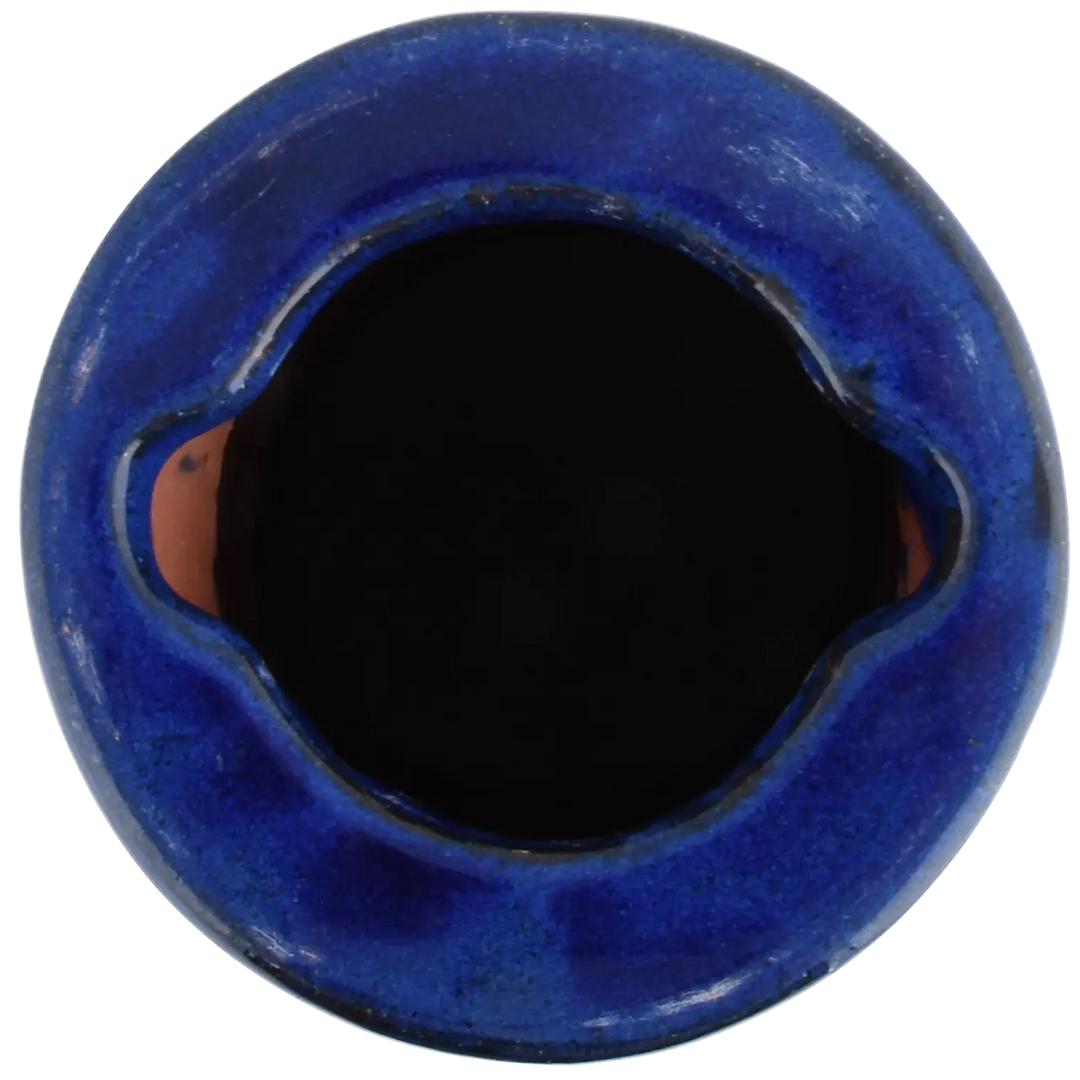 Bird bath ceramic on foot petrol