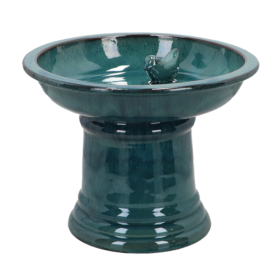 Bird bath ceramic oo  foot petrol S
