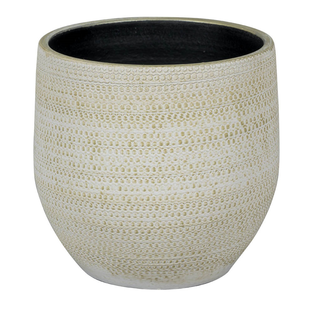 Boaz 1-01Wy White/Gold Ø20Cm/H18Cm - Pots - Windyridge Garden Centre
