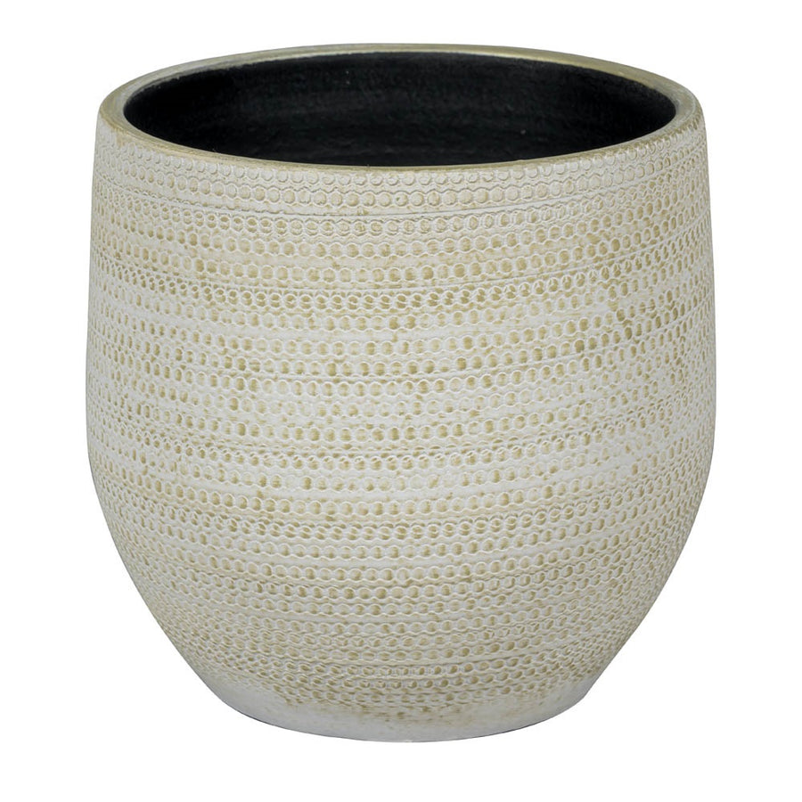 Boaz 1-01Wy White/Gold Ø24Cm/H22Cm - Pots - Windyridge Garden Centre