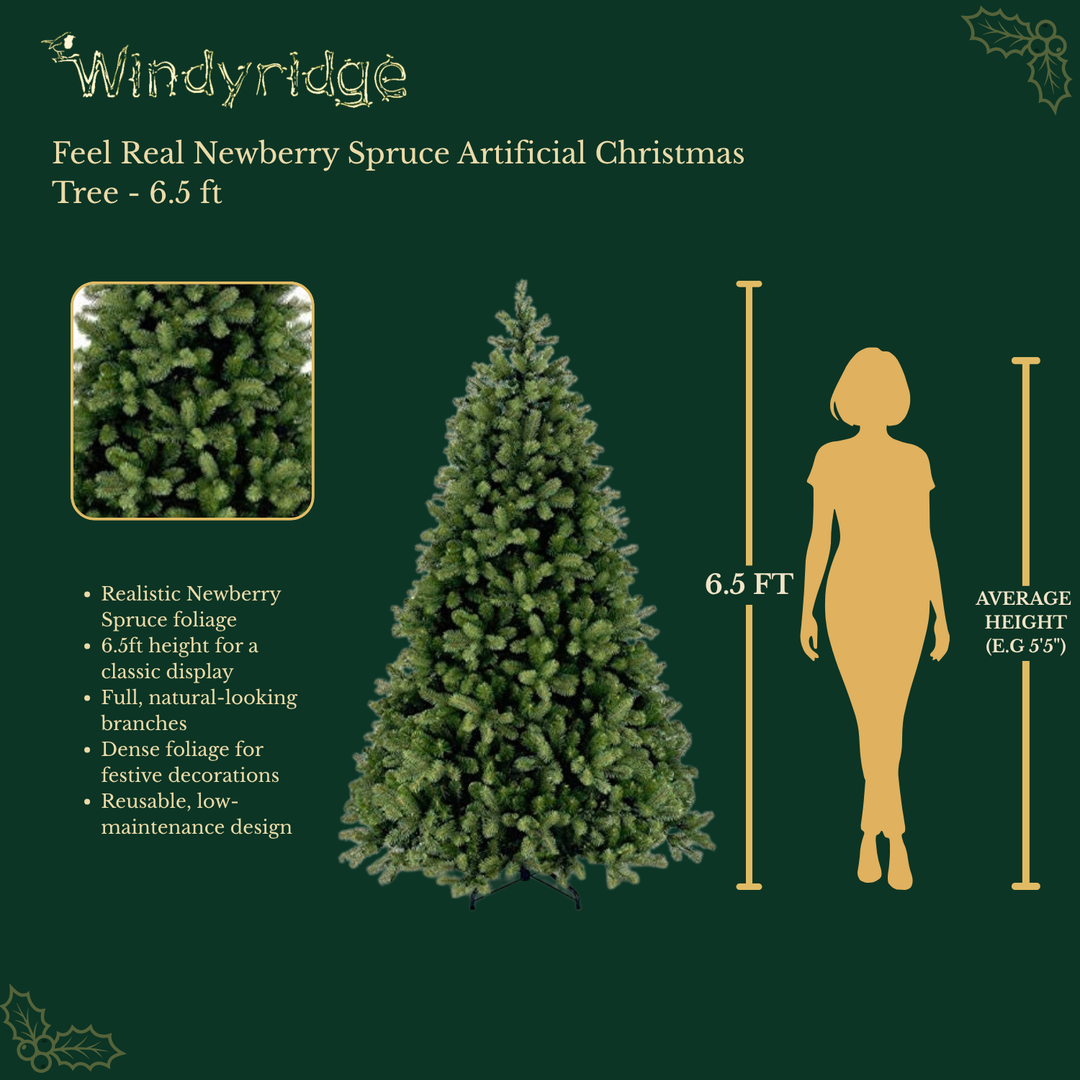 Feel Real Newberry Spruce Artificial Christmas Tree - 6.5 ft