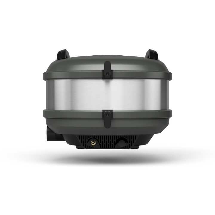 The back of a Gozney thread pizza oven on a white background