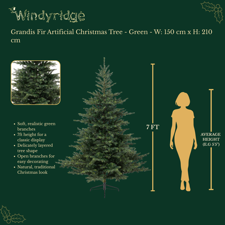 Grandis Fir Artificial Christmas Tree - 7 ft / 210 cm