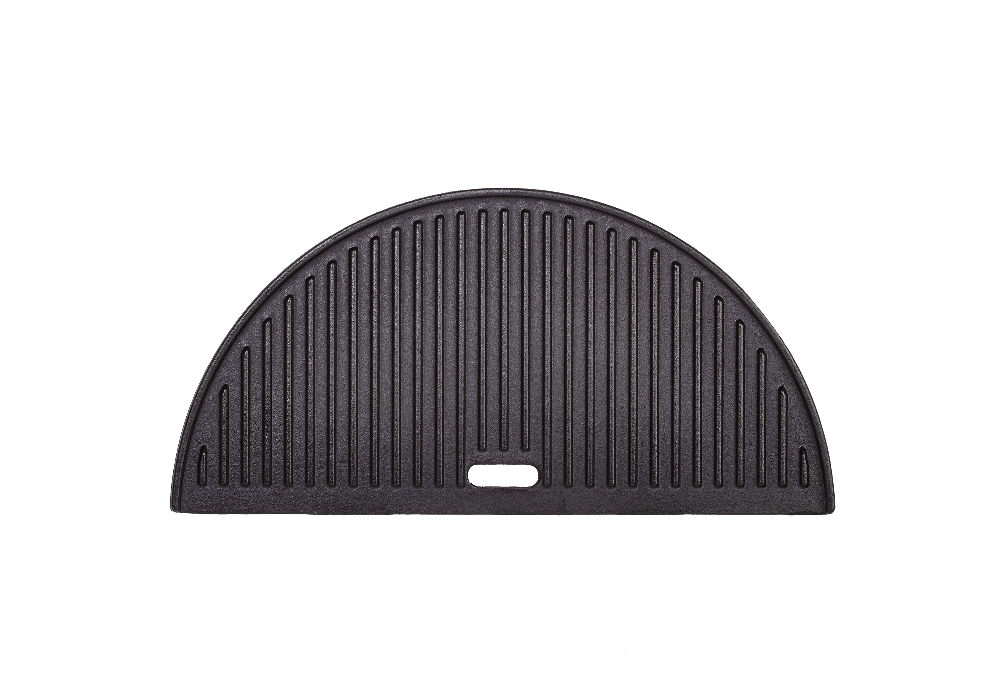 Ribbed side of the Kamado Joe reversible cast iron griddle giving steaks sear marks