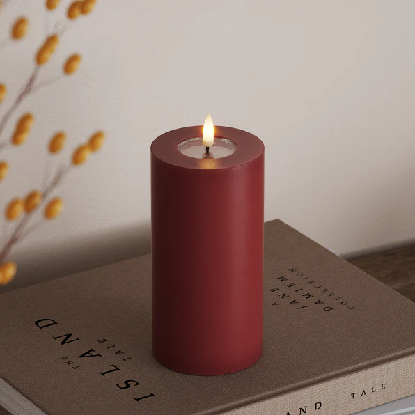 Bordeaux (Red) LED Candle 7.5 x 15 cm