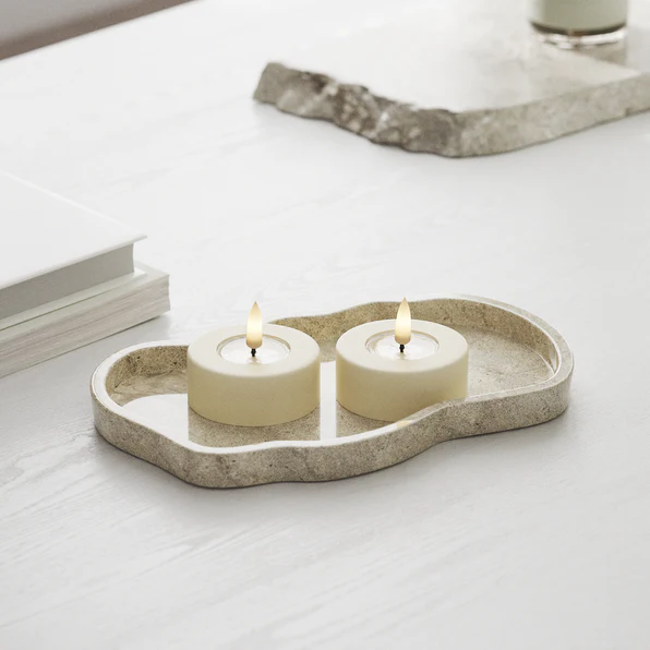 Cream LED Jumbo tealight  2 stk (Store)