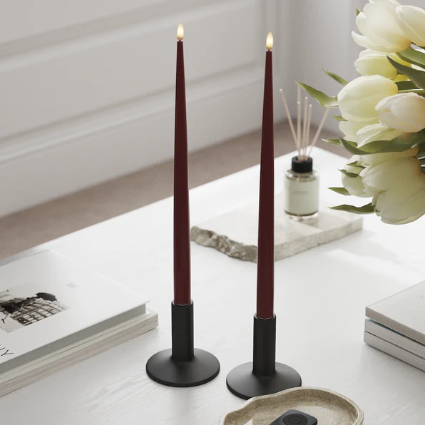 Bordeaux LED Shiny Dinner Candle. 2 stk (38 cm) (PR)