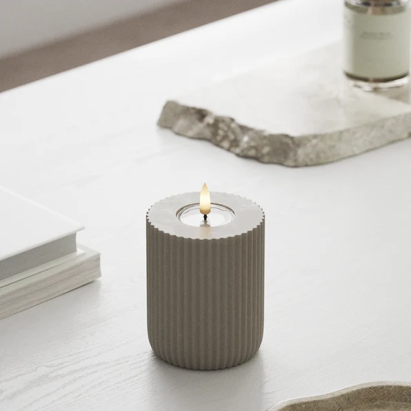 Sand Stripe Candle 7.5 X 10 Cm - Christmas Lights - Windyridge Garden Centre
