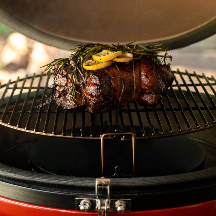 Food cooking on the Kamado Joe Big Joe III Standalone with the dome lid open