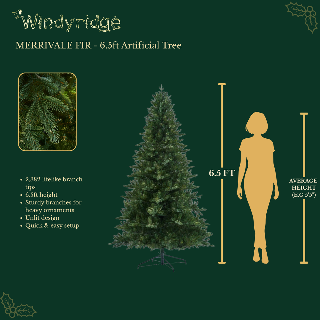 Merrivale Fir Premium Artificial Christmas Tree - 6.5 ft