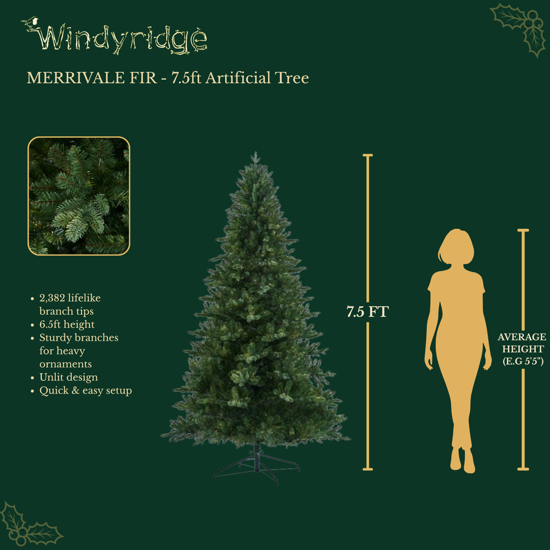 Merrivale Fir Premium Artificial Christmas Tree - 7.5 ft