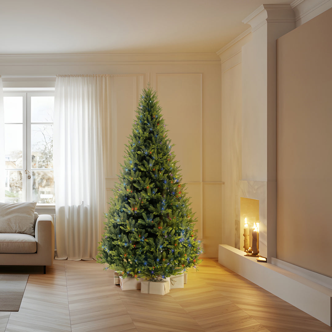 MONTPELLIER FIR - 10ft Tree with 1250 Warm White LED 5mm bulbs and NEW 8 Function
