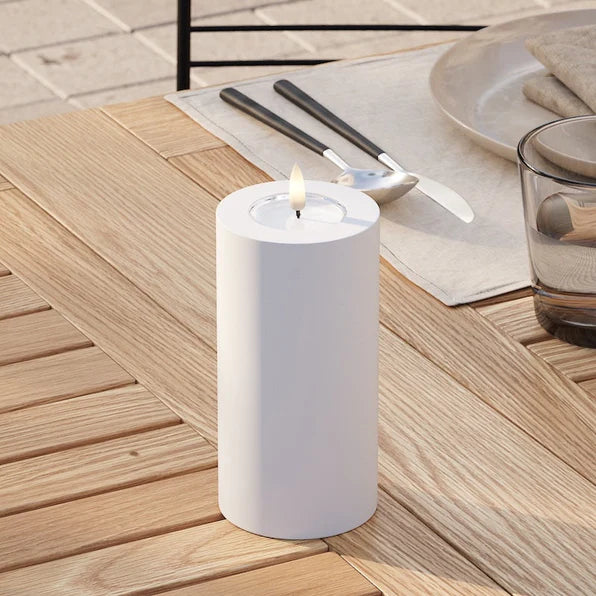 White Outdoor LED Candle 7.5 x 15 cm