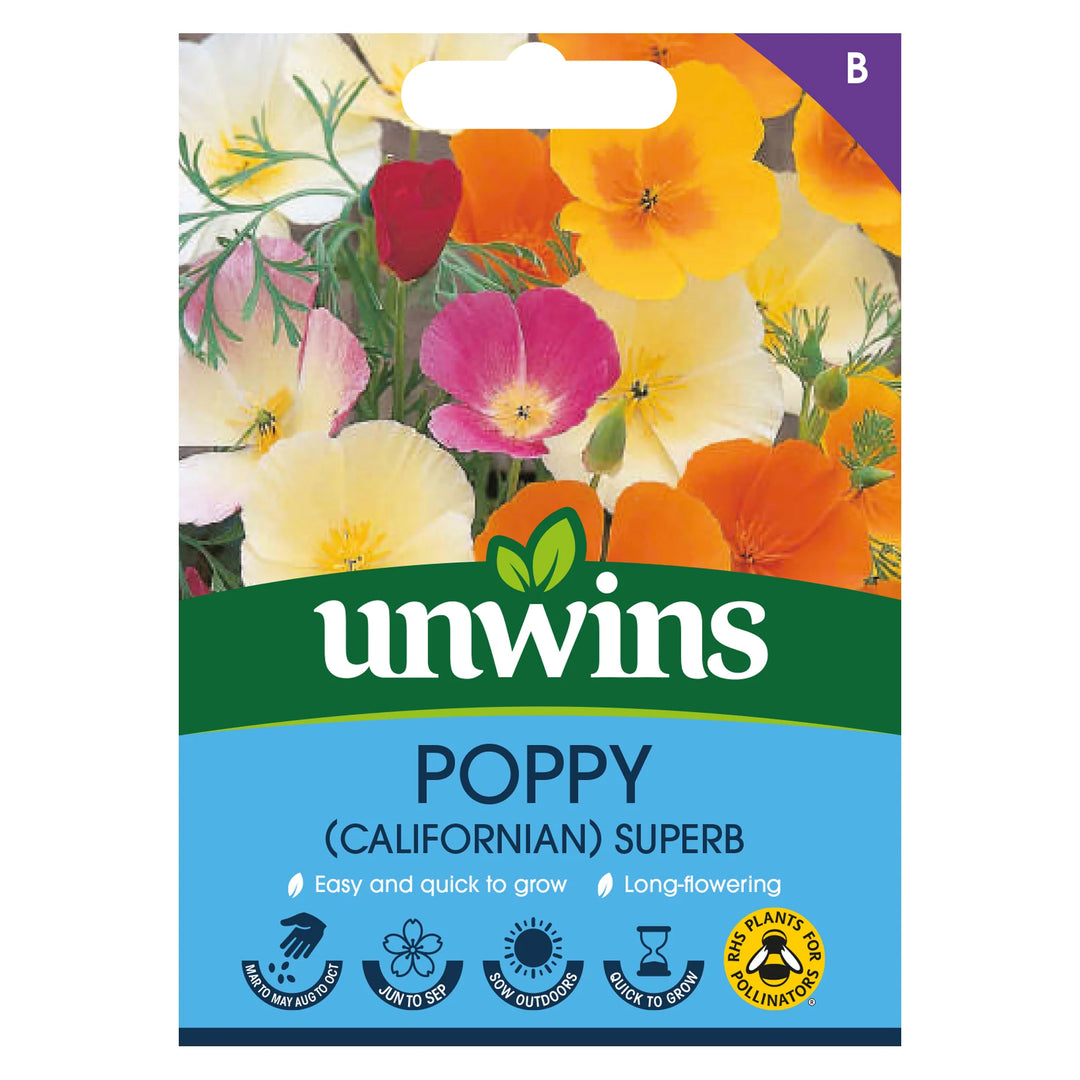 Poppy Californian Superb Mix - Seed Packets - Windyridge Garden Centre