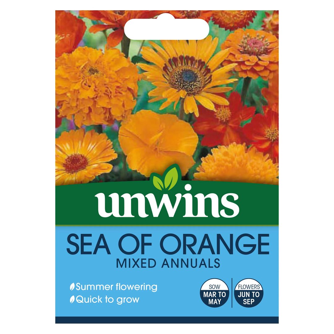 Unwins Sea Of Orange Mixed Annuals - Seed Packets - Windyridge Garden Centre