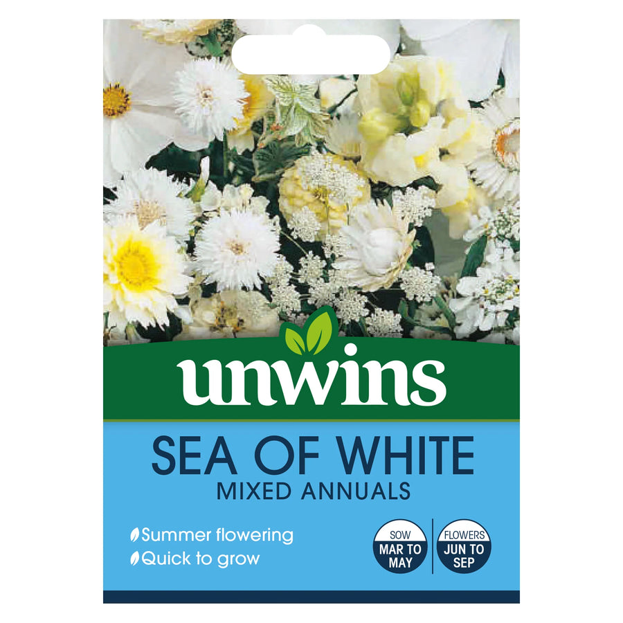 Unwins Sea Of White Mixed Annuals - Seed Packets - Windyridge Garden Centre