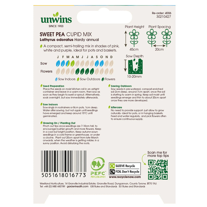 Sweet Pea Cupid Mix - Seed Packets - Windyridge Garden Centre